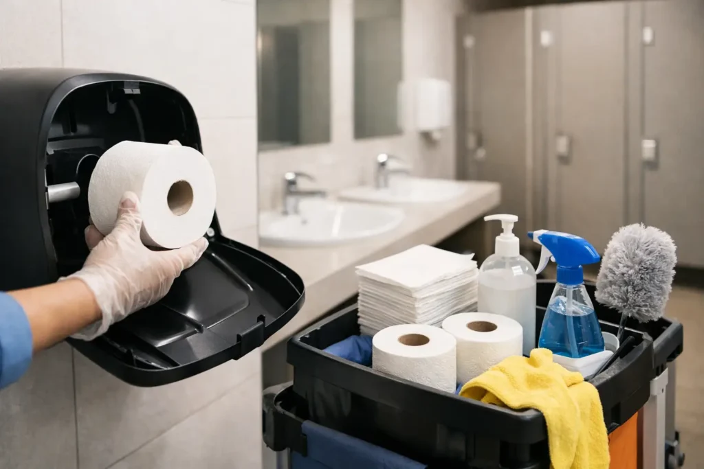 Como reduzir reposição de insumos no banheiro